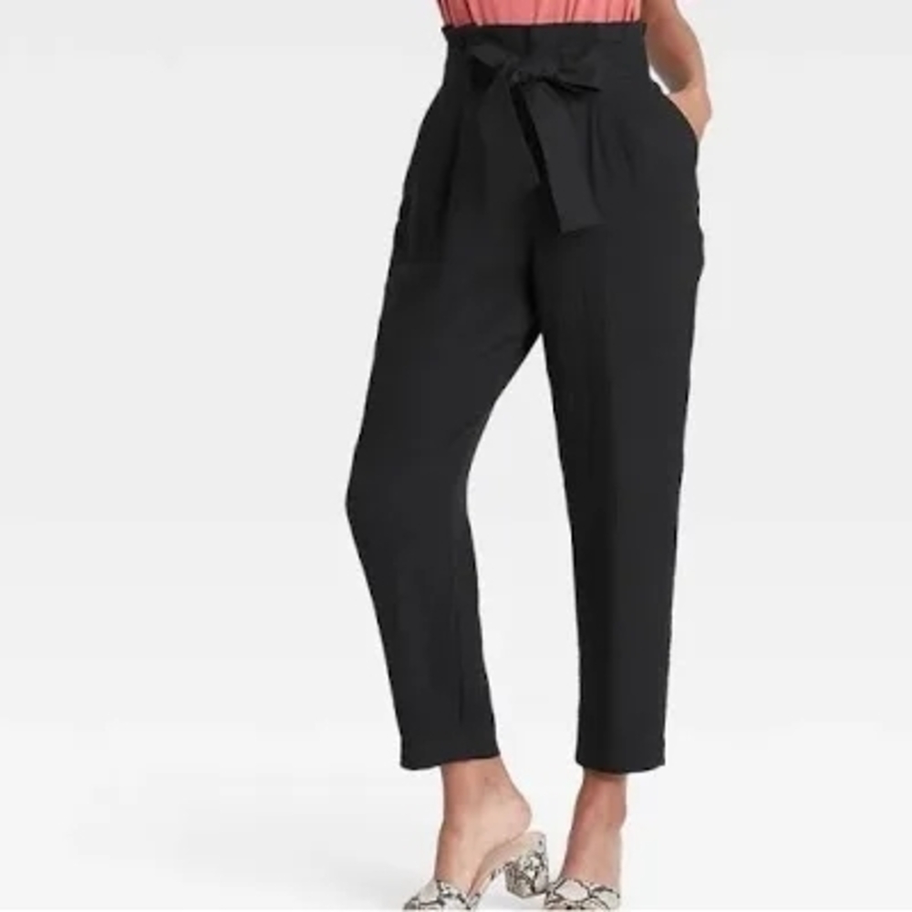 a new day Black High-Waist Tie Pants